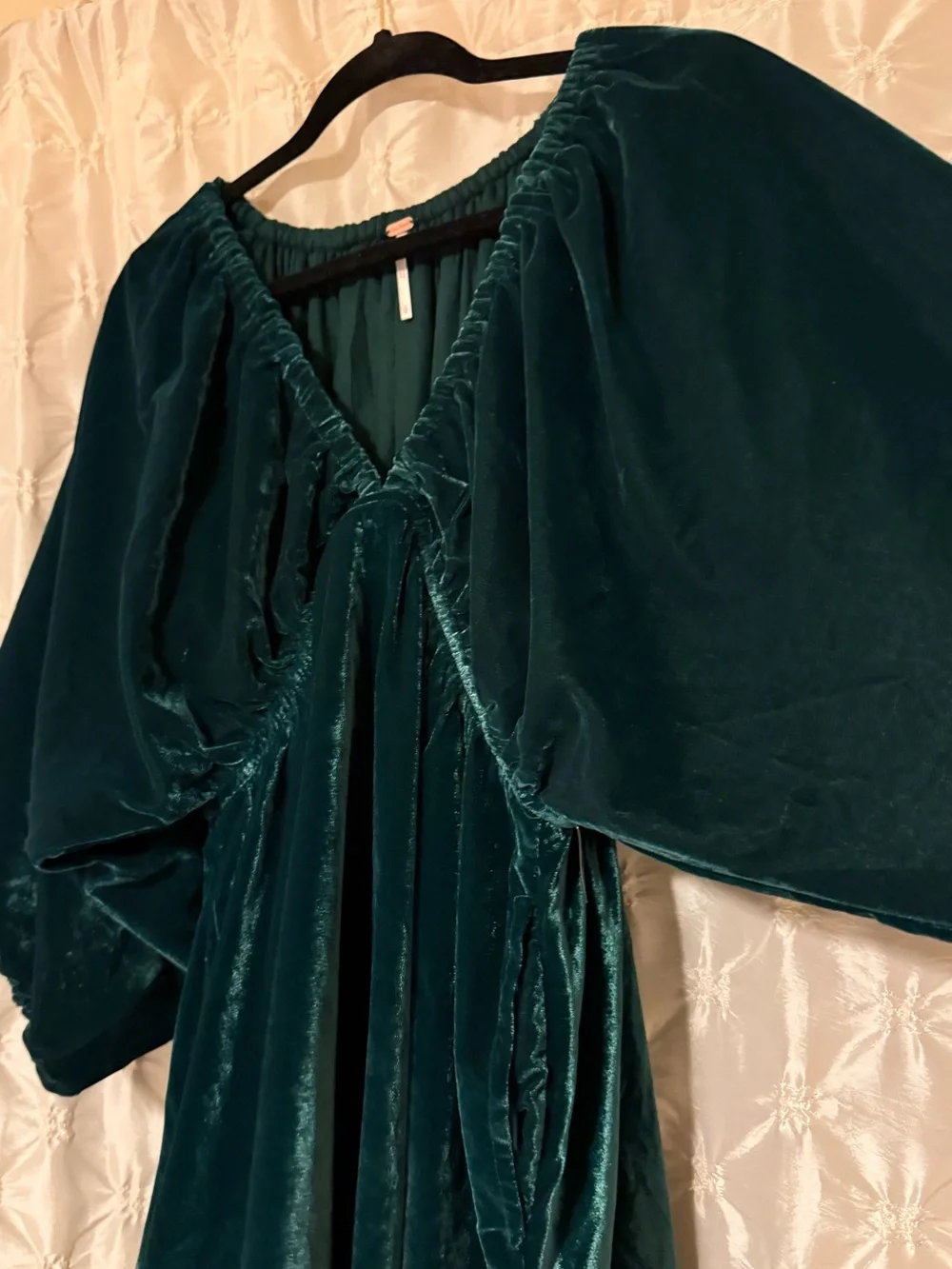 Free People Portia Velvet Mini Dress Emerald Green